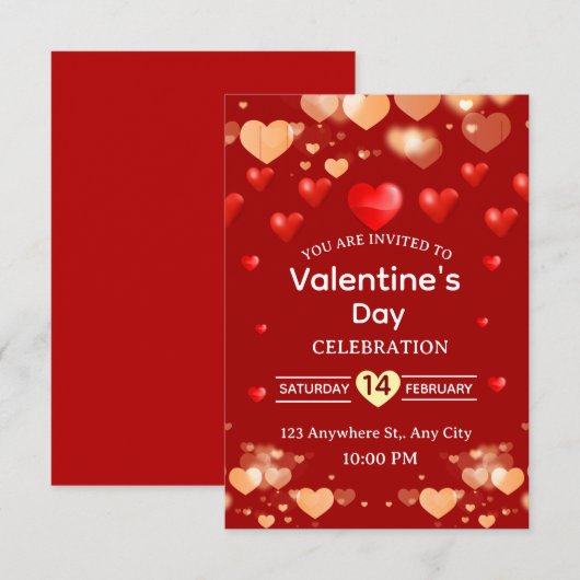 Valentine's Day Invitation Card Kaart (Voorkant / Achterkant)