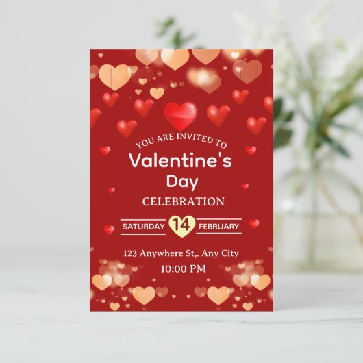 Valentine's Day Invitation Card Kaart (Staand voorkant)
