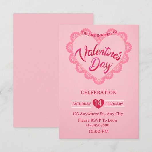 Valentine's Day Invitation Card Kaart (Voorkant / Achterkant)