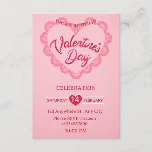 Valentine's Day Invitation Card Kaart (Voorkant)