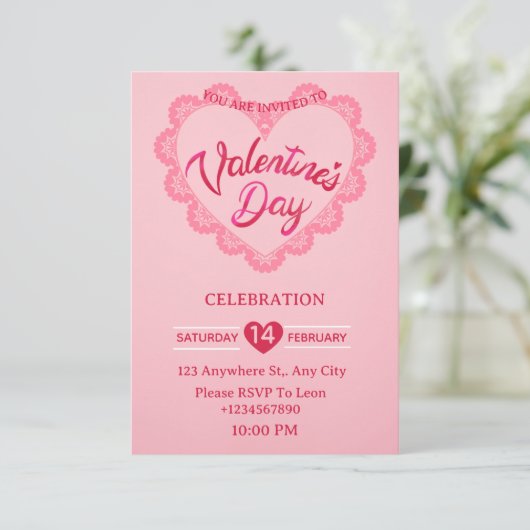 Valentine's Day Invitation Card Kaart (Staand voorkant)