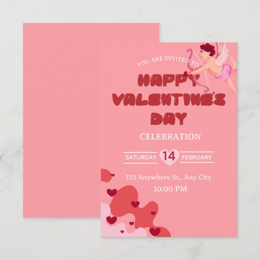 Valentine's Day Invitation Card Kaart (Voorkant / Achterkant)