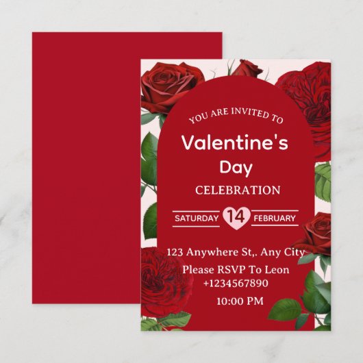 Valentine's Day Invitation Card Kaart (Voorkant / Achterkant)