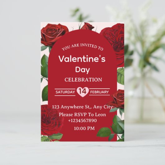 Valentine's Day Invitation Card Kaart (Staand voorkant)