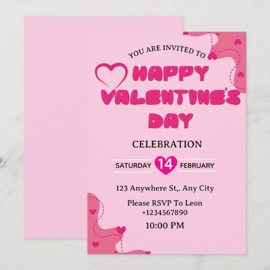 Valentine's Day Invitation Card Kaart (Voorkant / Achterkant)
