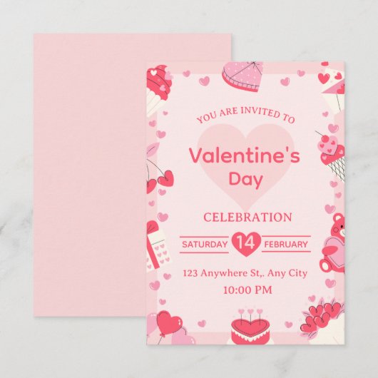 Valentine's Day Invitation Card Kaart (Voorkant / Achterkant)