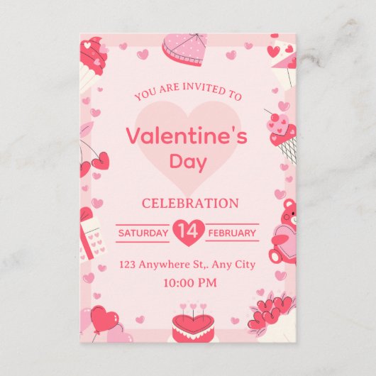 Valentine's Day Invitation Card Kaart (Voorkant)
