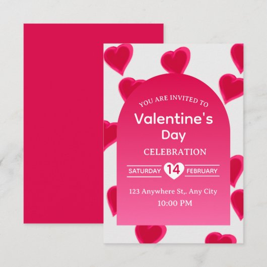 Valentine's Day Invitation Card Kaart (Voorkant / Achterkant)