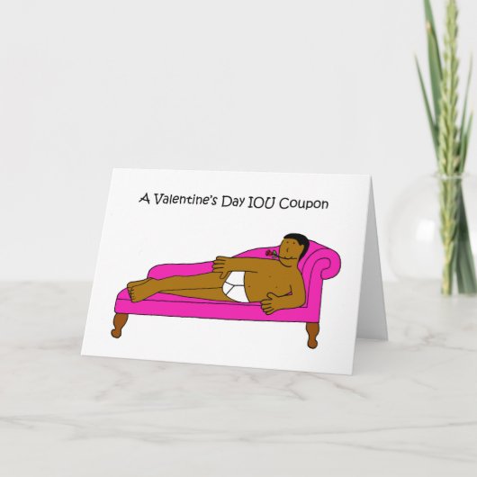 Valentine's Day IOU Coupon African American Man Kaart (Voorkant)