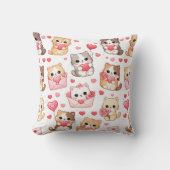 Valentine's Day Kawaii Cat Pattern Throw Pillow Kussen (Voorkant)