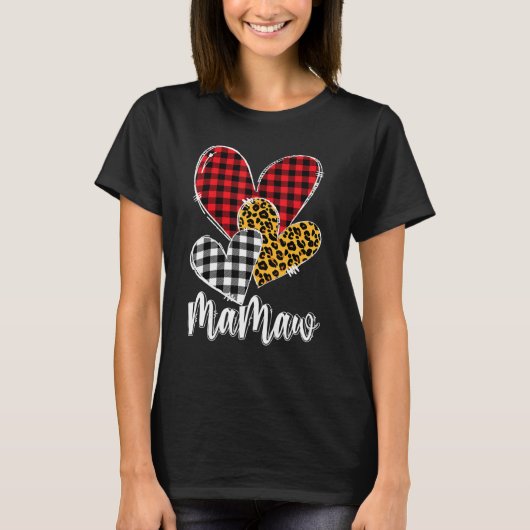 valentines day leopard mamaw Buffalo Plaid mamaw l T-shirt (Voorkant)