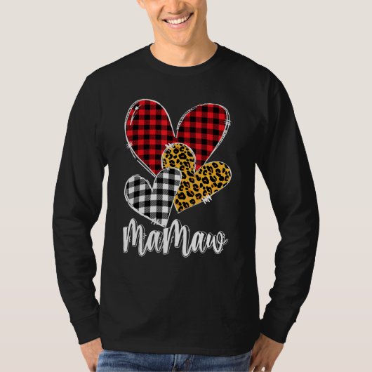 valentines day leopard mamaw Buffalo Plaid mamaw l T-shirt (Voorkant)