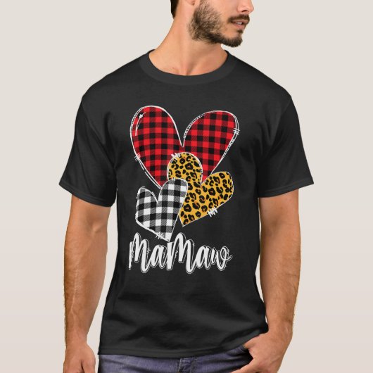 valentines day leopard mamaw Buffalo Plaid mamaw l T-shirt (Voorkant)