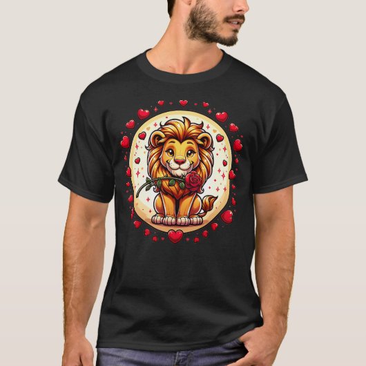 Valentines Day Lion Heart For Men, Women And Kids  T-shirt (Voorkant)