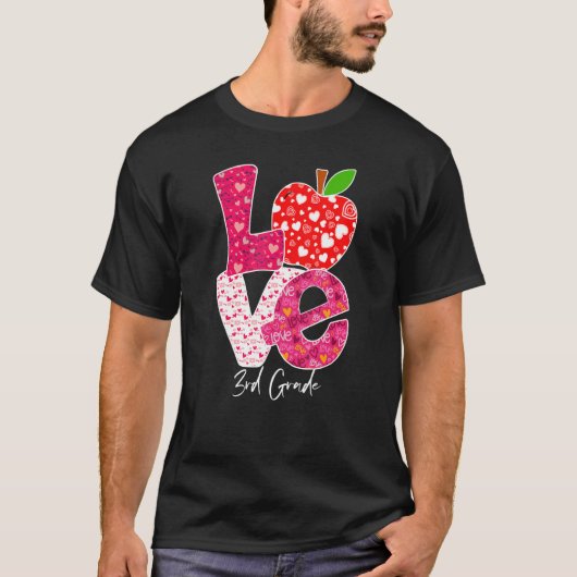 Valentines Day Love 3rd Grade Squad Teacher Kids O T-shirt (Voorkant)
