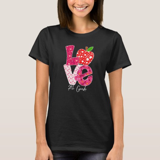 Valentines Day Love 7th Grade Squad Teacher Kids O T-shirt (Voorkant)