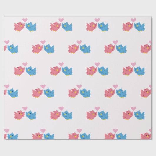 Valentine's Day Love Birds Pattern Wrapping Paper Cadeaupapier (Vlak)