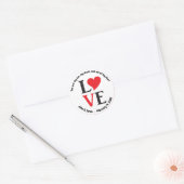 Valentine's Day LOVE Black Red Ronde Sticker (Envelop)