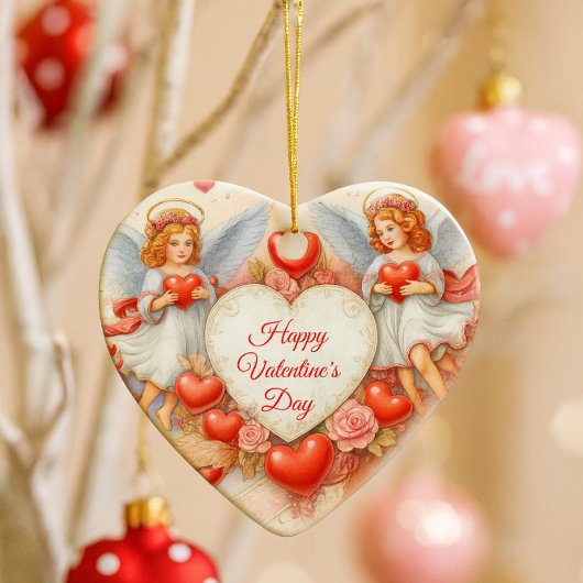Valentine's Day Love Cherub Angels Keramisch Ornament
