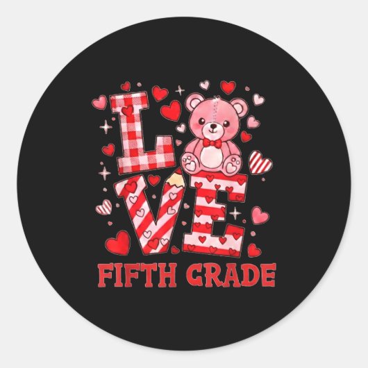 Valentine's Day Love Fifth Grade Teacher  Ronde Sticker (Voorkant)