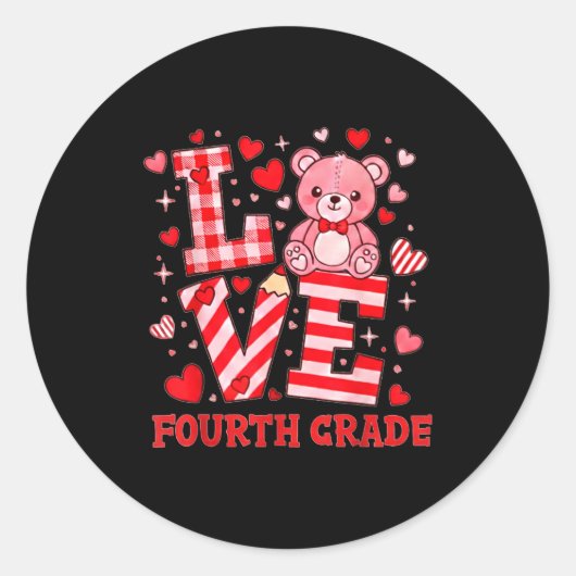 Valentine's Day Love Fourth Grade Teacher  Ronde Sticker (Voorkant)