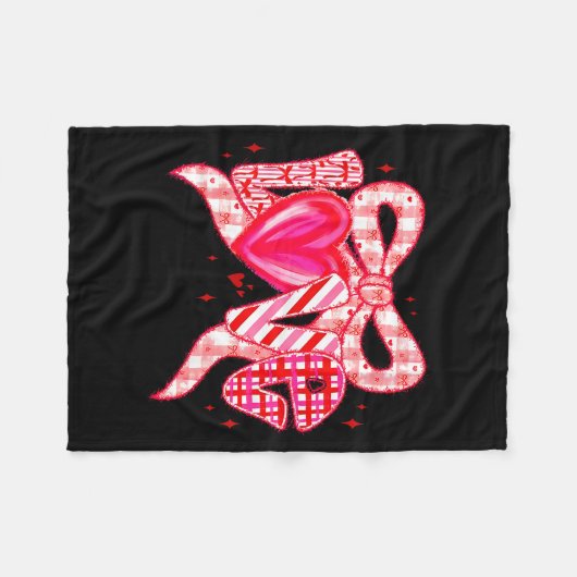 Valentines Day Love Funny Coquette Bow Checkered N Fleece Deken (Voorkant (Horizontaal))