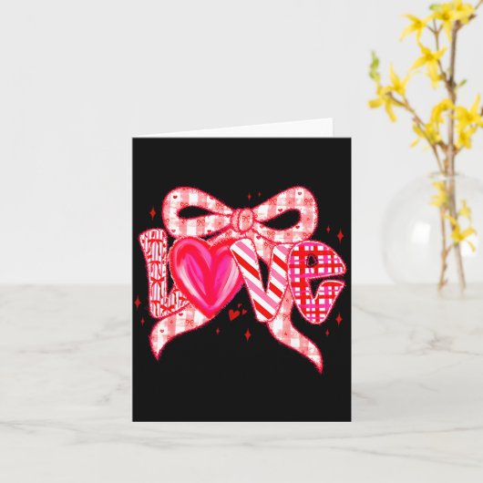 Valentines Day Love Funny Coquette Bow Checkered N Kaart (Gele Bloem)