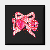 Valentines Day Love Funny Coquette Bow Checkered N Magneet (Voorkant)