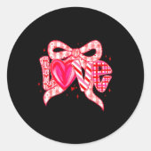 Valentines Day Love Funny Coquette Bow Checkered N Ronde Sticker (Voorkant)
