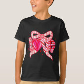 Valentines Day Love Funny Coquette Bow Checkered N T-shirt (Voorkant)
