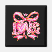 Valentines Day Love Funny Coquette Bow Checkered X Magneet (Voorkant)