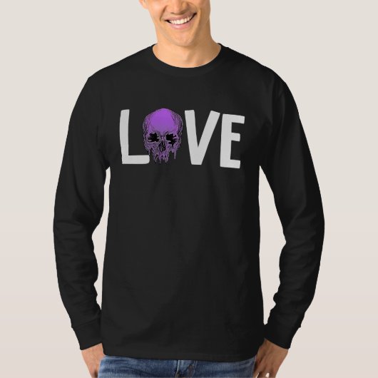 Valentine's Day LOVE GOTH Purple Skull T-shirt (Voorkant)