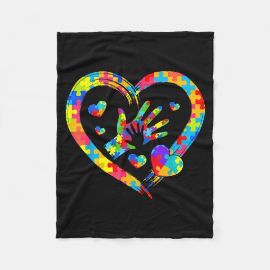 Valentines Day Love Heart Autism Awareness Puzzle  Fleece Deken (Voorkant)