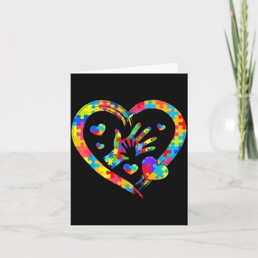 Valentines Day Love Heart Autism Awareness Puzzle  Kaart (Voorkant)