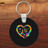 Valentines Day Love Heart Autism Awareness Puzzle  Sleutelhanger (Voorkant)