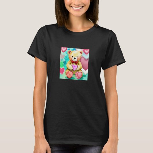 Valentine's Day Love Heart Bear Teddy Girlfriend F T-shirt (Voorkant)