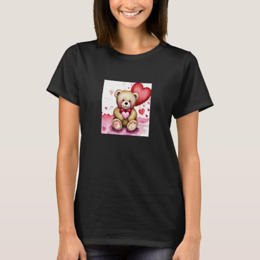 Valentine's Day Love Heart Bear Teddy Girlfriend F T-shirt (Voorkant)