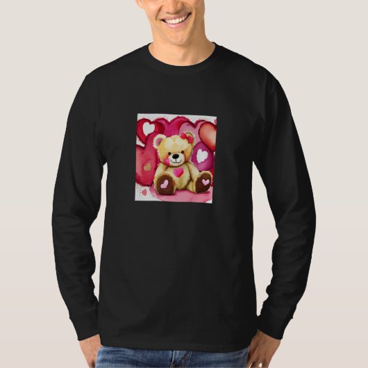 Valentine's Day Love Heart Bear Teddy Girlfriend F T-shirt (Voorkant)