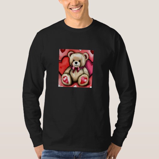Valentine's Day Love Heart Bear Teddy Girlfriend F T-shirt (Voorkant)