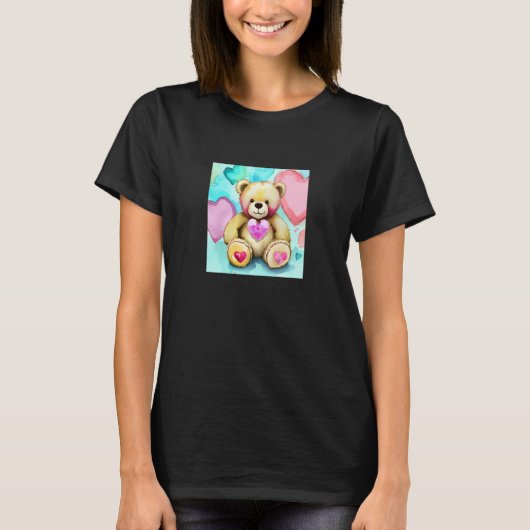 Valentine's Day Love Heart Bear Teddy Girlfriend F T-shirt (Voorkant)