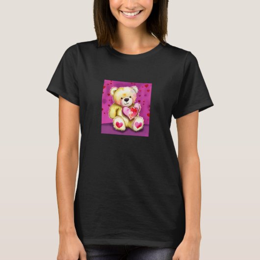 Valentine's Day Love Heart Bear Teddy Girlfriend F T-shirt (Voorkant)
