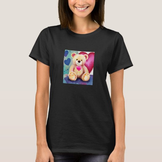 Valentine's Day Love Heart Bear Teddy Girlfriend F T-shirt (Voorkant)
