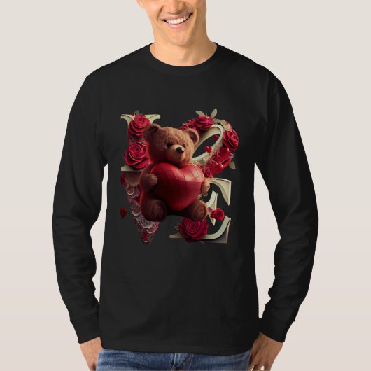 Valentine's Day Love Heart Bear Teddy Girlfriend T-shirt (Voorkant)