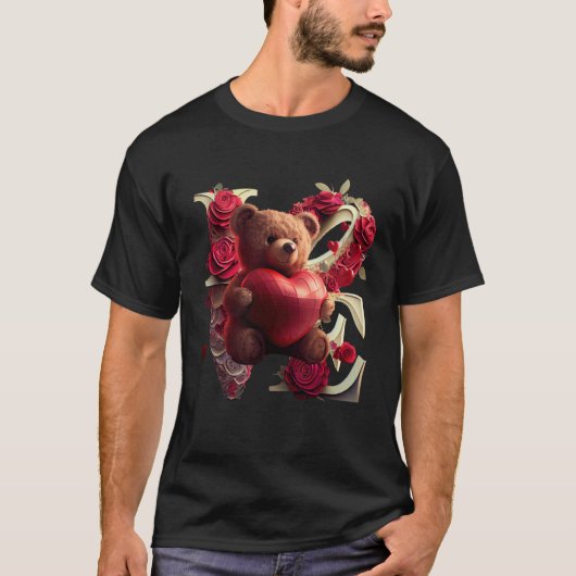 Valentine's Day Love Heart Bear Teddy Girlfriend T-shirt (Voorkant)