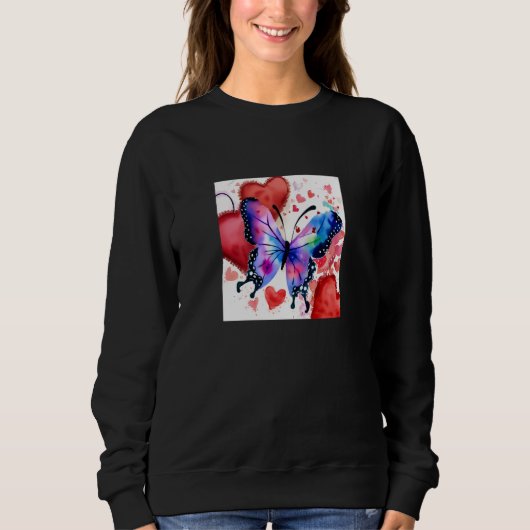 Valentine's Day Love Heart Butterfly Girlfriend Fi Trui (Voorkant)