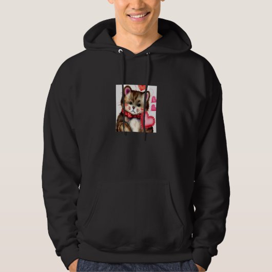 Valentine's Day Love Heart Cat Teddy Girlfriend Fi Hoodie (Voorkant)