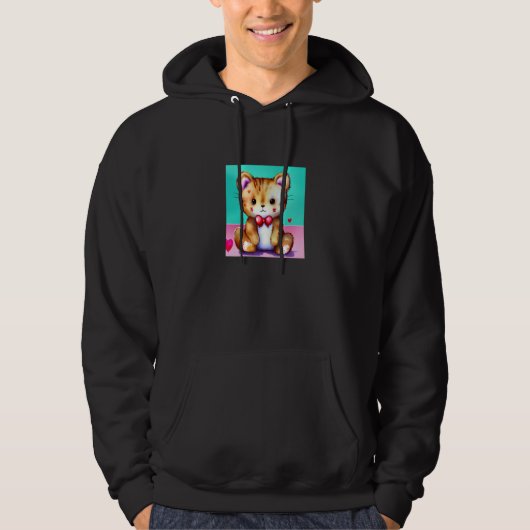 Valentine's Day Love Heart Cat Teddy Girlfriend Fi Hoodie (Voorkant)