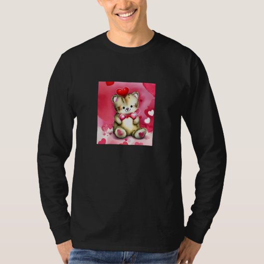 Valentine's Day Love Heart Cat Teddy Girlfriend Fi T-shirt (Voorkant)
