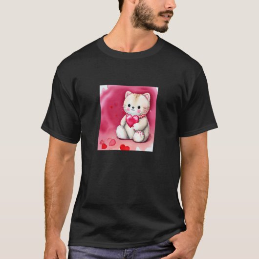 Valentine's Day Love Heart Cat Teddy Girlfriend Fi T-shirt (Voorkant)