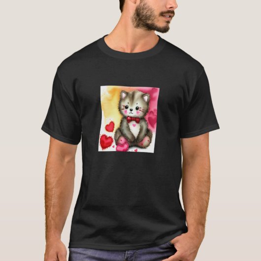 Valentine's Day Love Heart Cat Teddy Girlfriend Fi T-shirt (Voorkant)